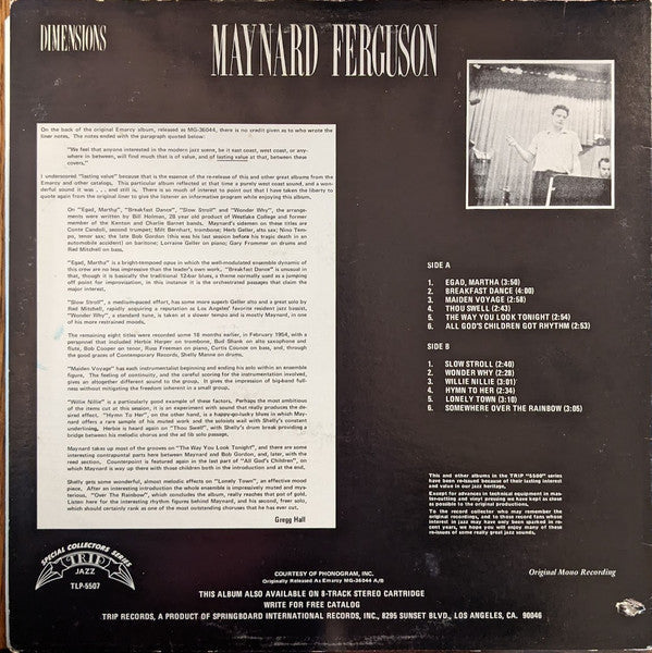Maynard Ferguson - Dimensions (Vinyl, LP, Mono, Reissue) Very Good (VG) / Good Plus (G+)