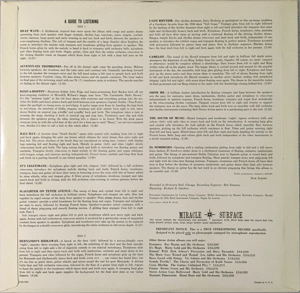 Dick Schory's Percussion And Brass Ensemble - Stereo Action Goes Broadway (Vinyl, LP, Album) Very Good Plus (VG+) / Very Good Plus (VG+)