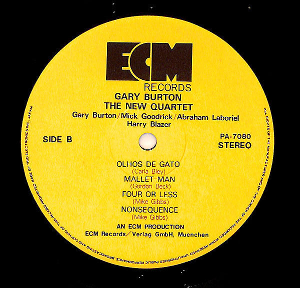 Gary Burton - The New Quartet (Vinyl, LP, Album) Very Good Plus (VG+) / Very Good (VG)