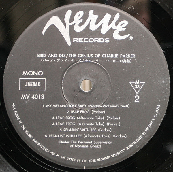 Charlie Parker - Bird And Diz (Vinyl, LP, Album, Reissue, Mono)