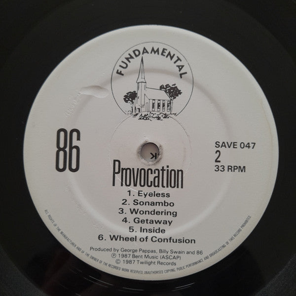 86 (2) - Provocation (Vinyl, LP, Album) Good Plus (G+) / Very Good Plus (VG+)