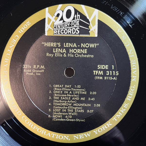 Lena Horne - Here's Lena (Vinyl, LP, Mono, Album) Very Good (VG) / Very Good (VG)