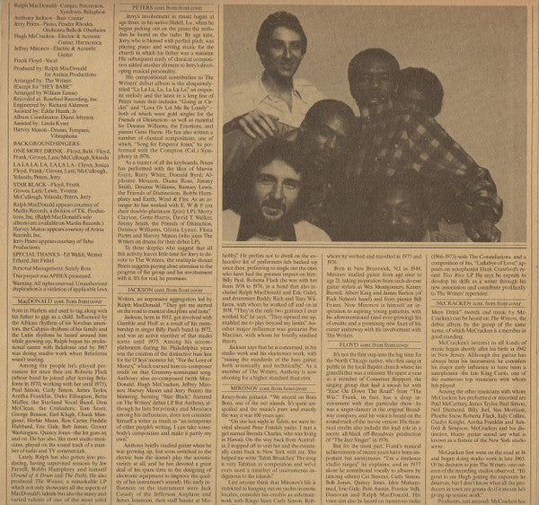 The Writers (2) - The Writers (Vinyl, LP, Album, Stereo) Very Good (VG) / Very Good Plus (VG+)