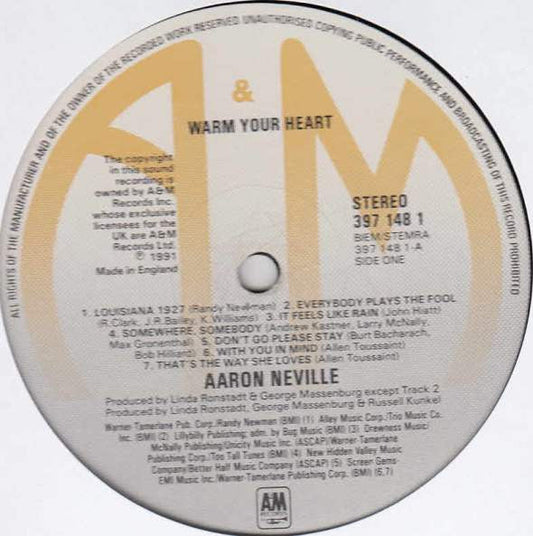 Aaron Neville - Warm Your Heart (Vinyl, LP, Album) Near Mint (NM or M-) / Near Mint (NM or M-)