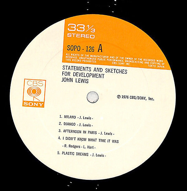 John Lewis (2) - Statements And Sketches For Development (Vinyl, LP...