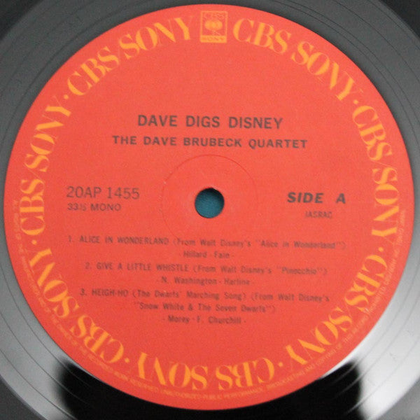 The Dave Brubeck Quartet - Dave Digs Disney (Vinyl, LP, Album, Reissue, Mono) Very Good Plus (VG+) / Very Good (VG)