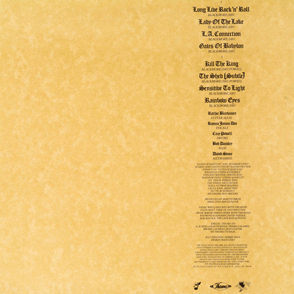 Rainbow - Long Live Rock 'N' Roll = バビロンの城門 (Vinyl, LP, Album, Stereo)