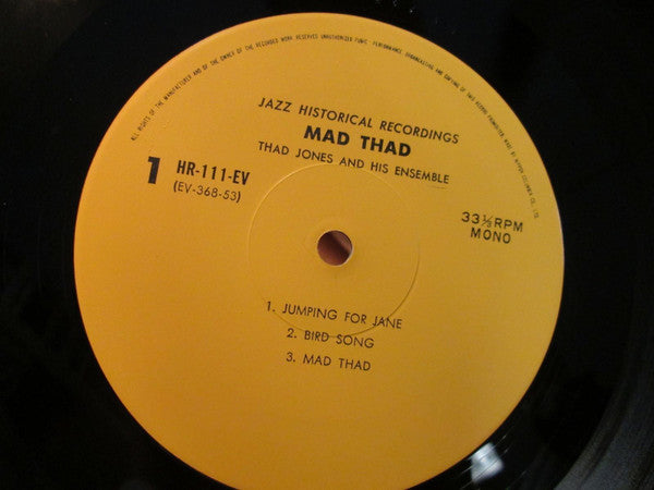 Thad Jones And His Ensemble - Mad Thad (Vinyl, LP, Album, Mono) Very Good (VG) / Very Good Plus (VG+)