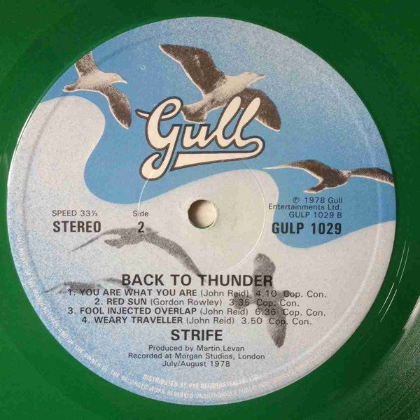 Strife (3) - Back To Thunder (Vinyl, LP, Album) Very Good Plus (VG+) / Good Plus (G+)
