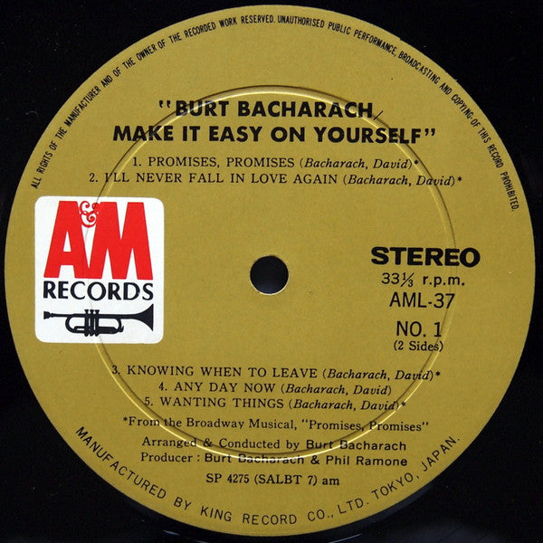 Burt Bacharach - Make It Easy On Yourself (Vinyl, LP, Album) Very Good Plus (VG+) / Very Good Plus (VG+)