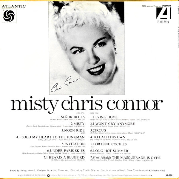Chris Connor - Misty (Vinyl, LP, Album, Reissue, Mono) Very Good Plus (VG+) / Very Good Plus (VG+)