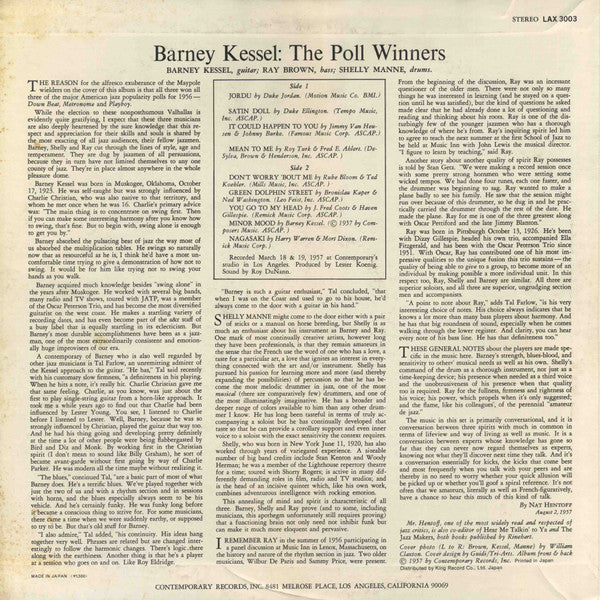 Barney Kessel - The Poll Winners (Vinyl, LP, Album, Reissue, Stereo) Very Good (VG) / Very Good (VG)