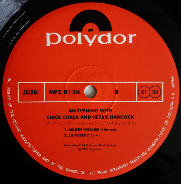 Chick Corea - An Evening With Chick Corea And Herbie Hancock (2xVinyl, LP, Album) Very Good Plus (VG+) / Very Good (VG)