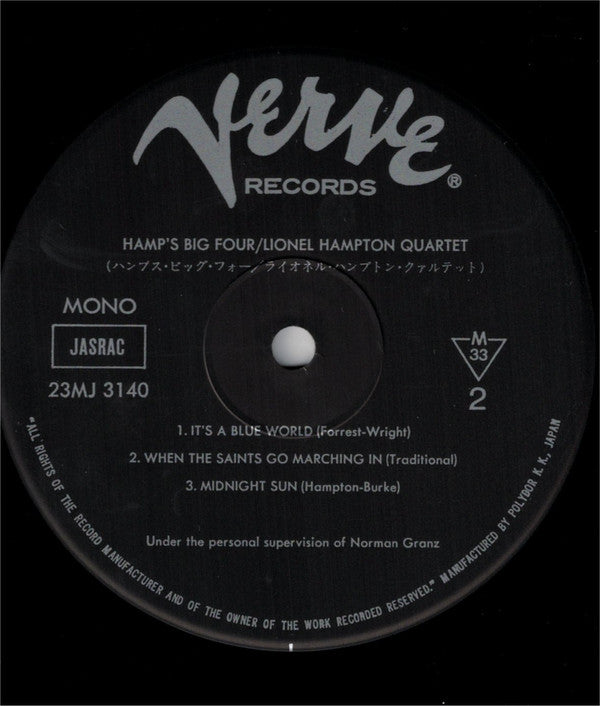 Lionel Hampton And His Quartet - Hamp's Big Four (Vinyl, LP, Album, Reissue, Mono) Near Mint (NM or M-) / Very Good Plus (VG+)