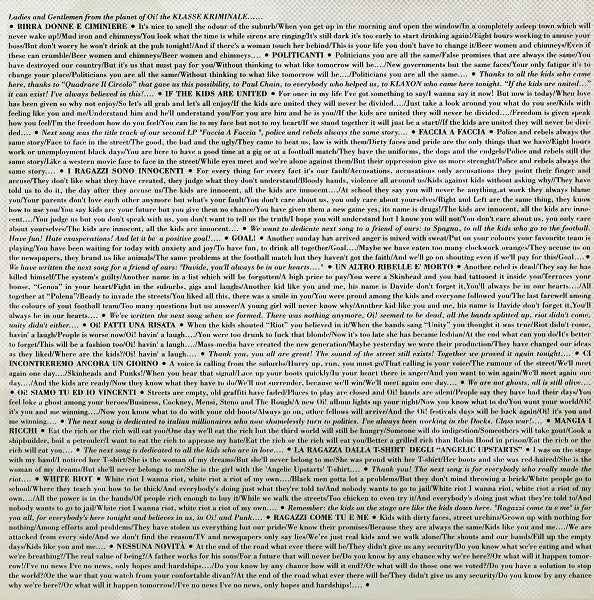 Klasse Kriminale - Live / Vivo (Vinyl, LP, Album) Very Good (VG) / Very Good Plus (VG+)