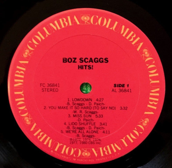 Boz Scaggs - Hits! (Vinyl, LP, Compilation) Very Good (VG) / Very Good (VG)