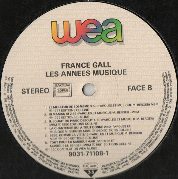 France Gall - Les Années Musique (2xVinyl, LP, Compilation, Stereo) Very Good Plus (VG+) / Very Good (VG)