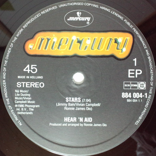 Hear'n Aid - Stars (Vinyl, 12", 45 RPM, Single)