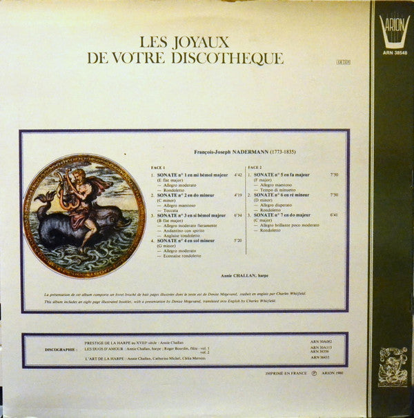 François Joseph Naderman - Sept Sonates Pour Harpe (Vinyl, LP, Stereo) Very Good Plus (VG+) / Very Good (VG)