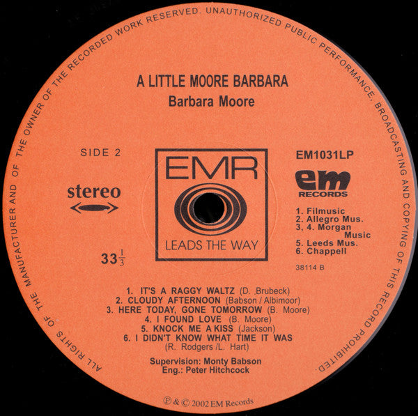 Barbara Moore - A Little Moore Barbara (Vinyl, LP, Album, Reissue) Very Good (VG) / Very Good (VG)