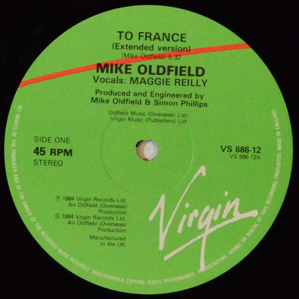 Mike Oldfield - To France (Vinyl, 12", Single, 45 RPM)