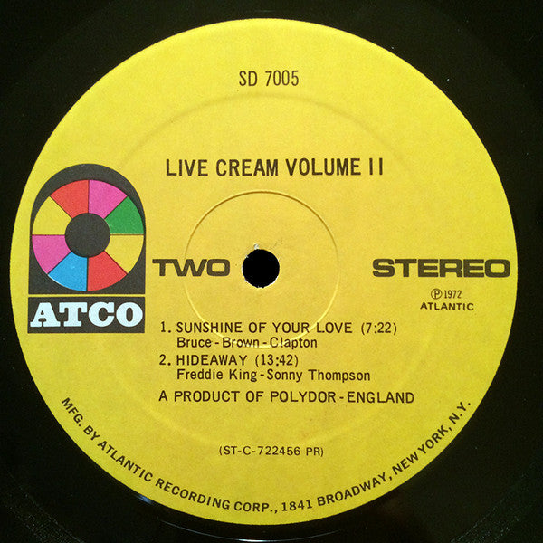 Cream (2) - Live Cream Volume II (Vinyl, LP, Album, Stereo) Very Good (VG) / Good Plus (G+)