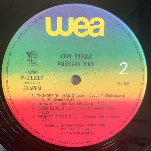 John Cougar Mellencamp - American Fool (Vinyl, LP, Album, Stereo)