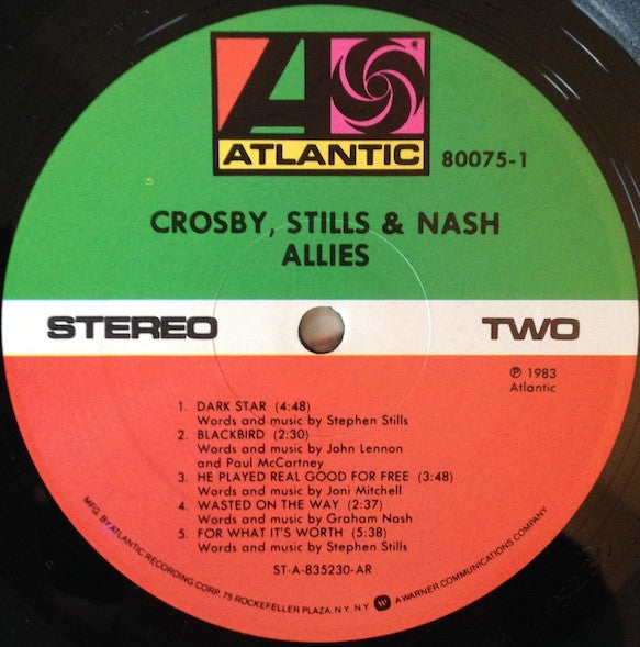 Crosby, Stills & Nash - Allies (Vinyl, LP, Album) Very Good (VG) / Very Good Plus (VG+)