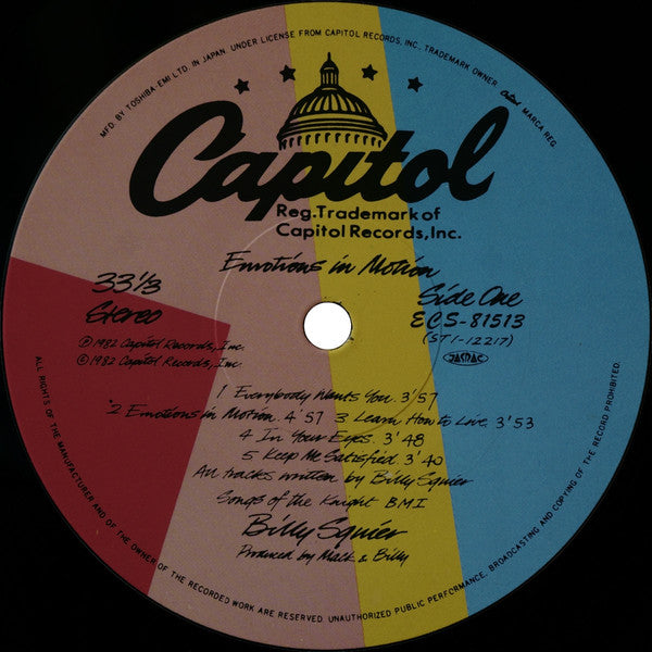Billy Squier - Emotions In Motion (Vinyl, LP, Album)
