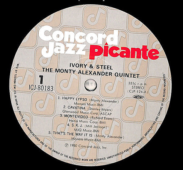 The Monty Alexander Quintet - Ivory & Steel (Vinyl, LP, Album) Very Good Plus (VG+) / Good (G)