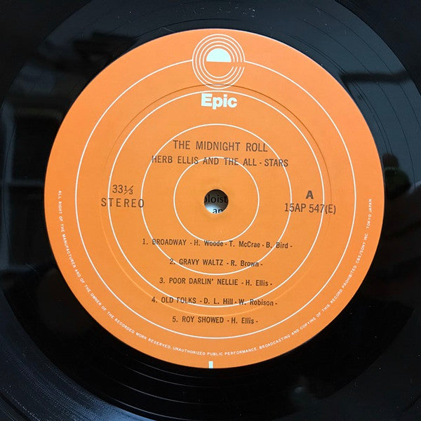 Herb Ellis And The All-Stars - The Midnight Roll (Vinyl, LP, Album, Reissue, Stereo) Very Good Plus (VG+) / Very Good (VG)