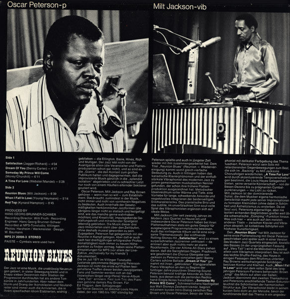 Oscar Peterson - Reunion Blues (Vinyl, LP, Album, Stereo) Very Good Plus (VG+) / Very Good Plus (VG+)