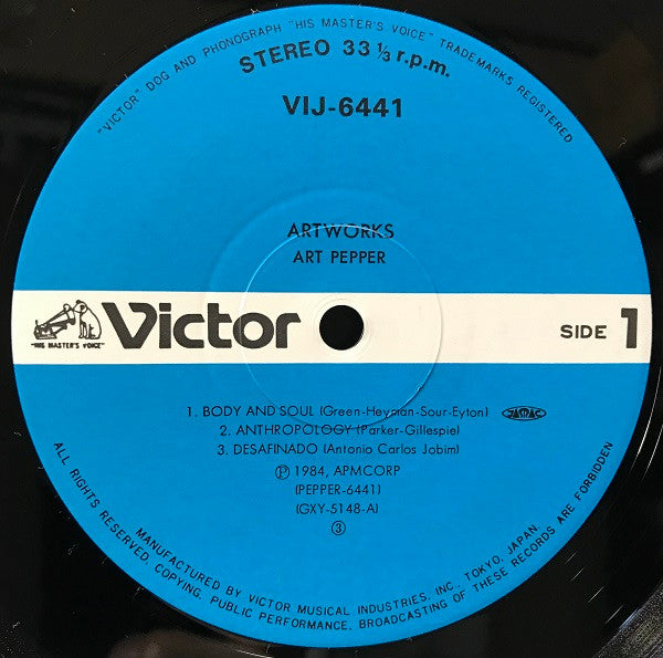 Art Pepper - Artworks (Vinyl, LP, Album, Stereo) Near Mint (NM or M-) / Very Good (VG)