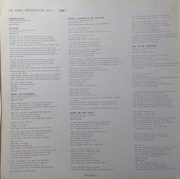 The Kinks - Preservation Act 1 = プリザべーション〈第一幕〉~あゝ懐かしき日はいずこ (Vinyl, LP, Album, Stereo) Very Good Plus (VG+) / Very Good Plus (VG+)