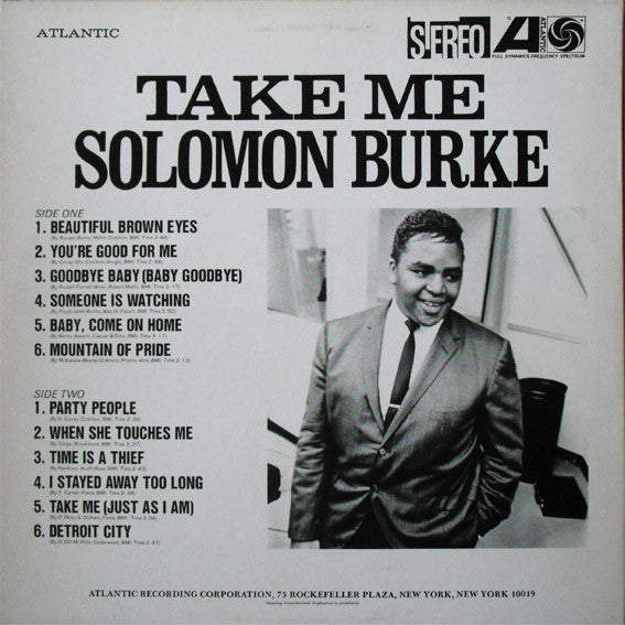 Solomon Burke - Take Me (Vinyl, LP, Compilation) Very Good Plus (VG+) / Very Good Plus (VG+)