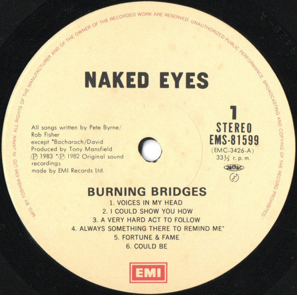 Naked Eyes - Burning Bridges (Vinyl, LP, Album, Stereo) Very Good Plus (VG+) / Very Good Plus (VG+)