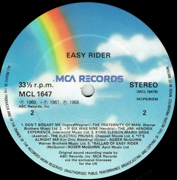 Various - Songs Performed In The Motion Picture Easy Rider (Vinyl, LP, Reissue) Good Plus (G+) / Very Good (VG)