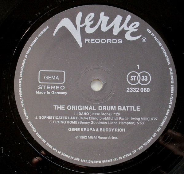 Gene Krupa - The Original Drum Battle! (Vinyl, LP, Album, Reissue, Stereo) Very Good (VG) / Very Good (VG)