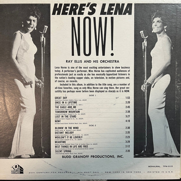 Lena Horne - Here's Lena (Vinyl, LP, Mono, Album) Very Good (VG) / Very Good (VG)