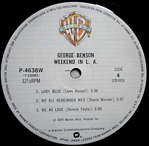 George Benson - Weekend In L.A. (2xVinyl, LP, Album, Reissue) Very Good Plus (VG+) / Very Good Plus (VG+)