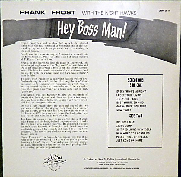 Frank Frost With The Nighthawks - Hey Boss Man! (Vinyl, LP, Reissue) Very Good (VG) / Very Good (VG)