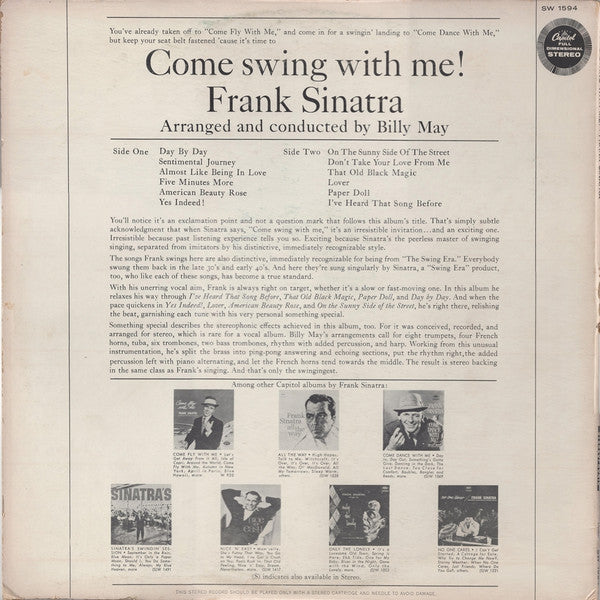 Frank Sinatra - Come Swing With Me! (Vinyl, LP, Album, Stereo) Very Good (VG) / Fair (F)