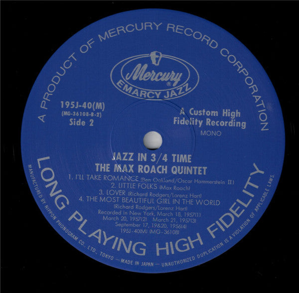 Max Roach - Jazz In 3/4 Time (Vinyl, LP, Album, Reissue) Very Good Plus (VG+) / Very Good Plus (VG+)