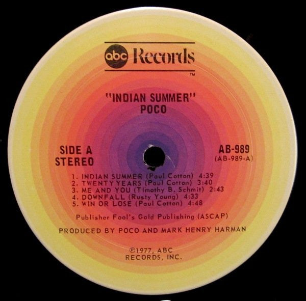 Poco (3) - Indian Summer (Vinyl, LP, Album) Very Good (VG) / Very Good (VG)