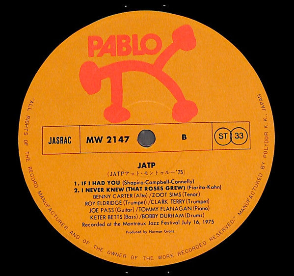 Various - JATP (Jazz At The Philharmonic At The Montreux Jazz Festival 1975) (Vinyl, LP, Album) Very Good Plus (VG+) / Very Good Plus (VG+)