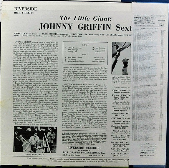 Johnny Griffin - The Little Giant (Vinyl, LP, Album, Reissue, Stereo) Very Good Plus (VG+) / Very Good (VG)
