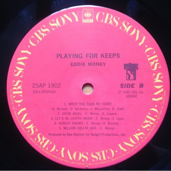 Eddie Money - Playing For Keeps (Vinyl, LP, Album) Very Good (VG) / Very Good (VG)