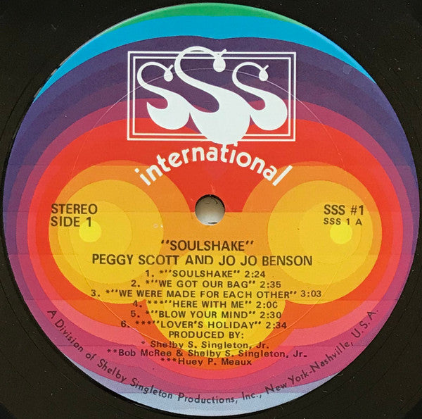Peggy Scott & Jo Jo Benson - Soulshake (Vinyl, LP, Album, Stereo) Very Good (VG) / Very Good (VG)