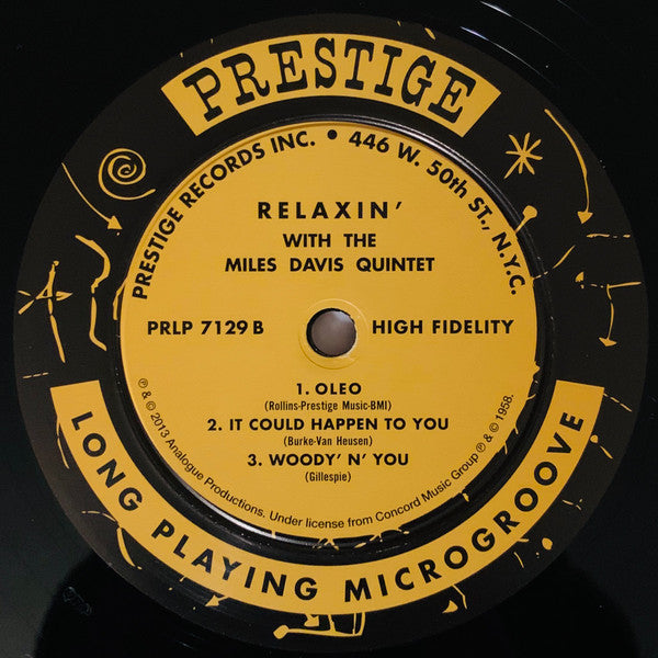 The Miles Davis Quintet - Relaxin' With The Miles Davis Quintet (Vinyl, LP, Album, Mono, Reissue, Limited Edition) Very Good Plus (VG+) / Near Mint (NM or M-)