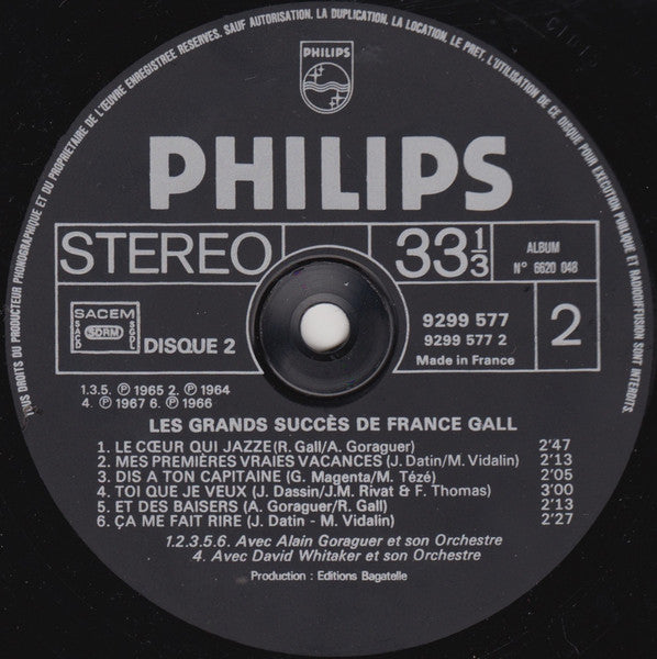 France Gall - Les Grands Succès De France Gall (2xVinyl, LP, Compilation) Good Plus (G+) / Good Plus (G+)